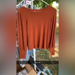 Long sleeve burnt orange blouse